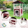 Indoor & Outdoor 2-Story Wooden Cat House with Balcony