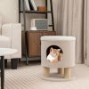 Cat Stool Bed with Scratching Posts and Plush Ball Toy